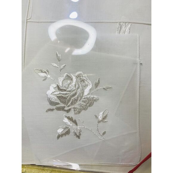 Vintage Handkerchief Lot Four Floral Pink Yellow White Cotton Ladies Switzerland - Picture 3 of 7